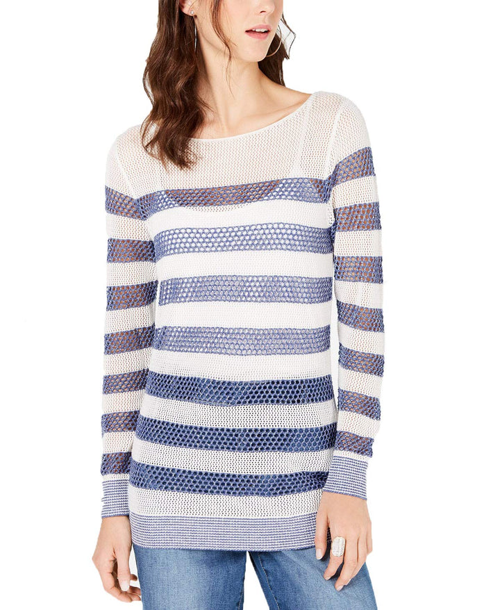 INC Striped Pointelle Sweater