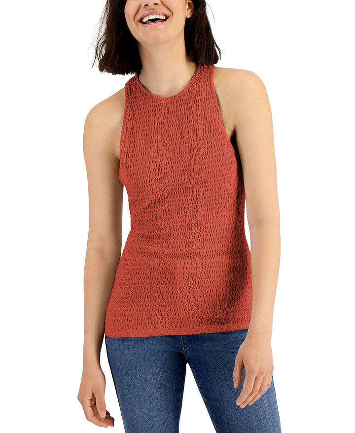 INC International Concepts Womens Smocked Halter Top