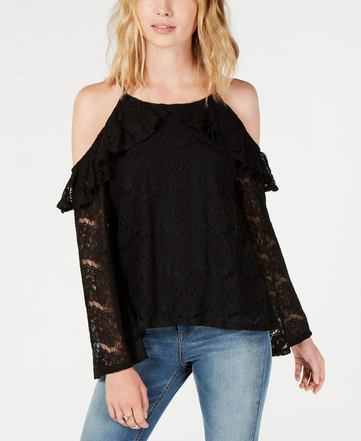 by Ikeddi Juniors' Lace Cold-Shoulder Top