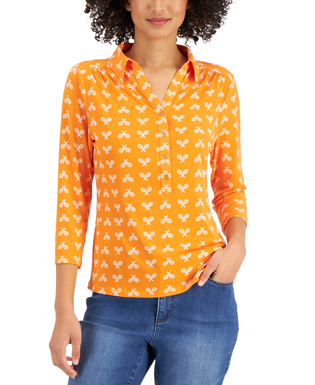 Charter Club Petite Printed Polo Shirt