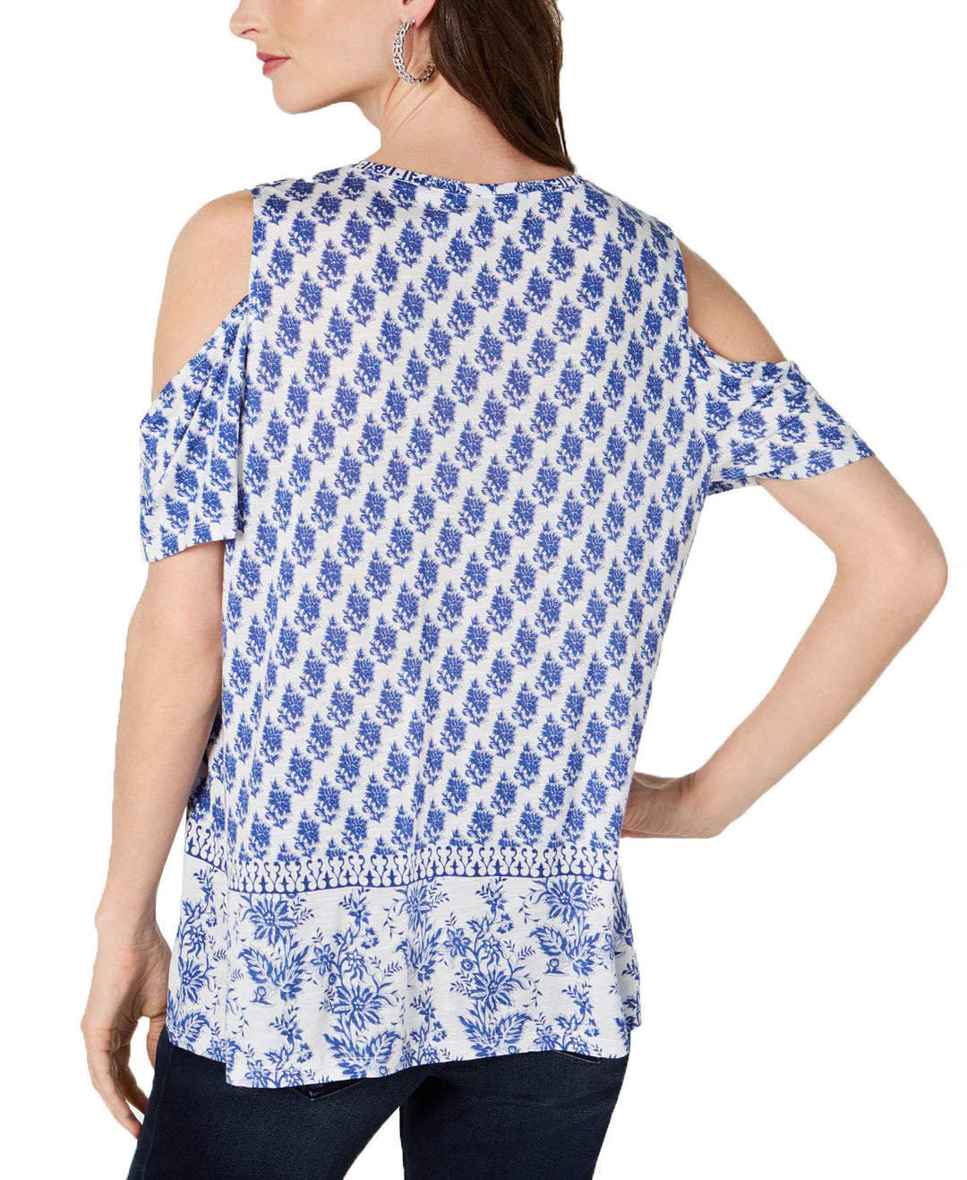 International Concepts INC V-Neck Cold-Shoulder Top (Dandy Floral, M)