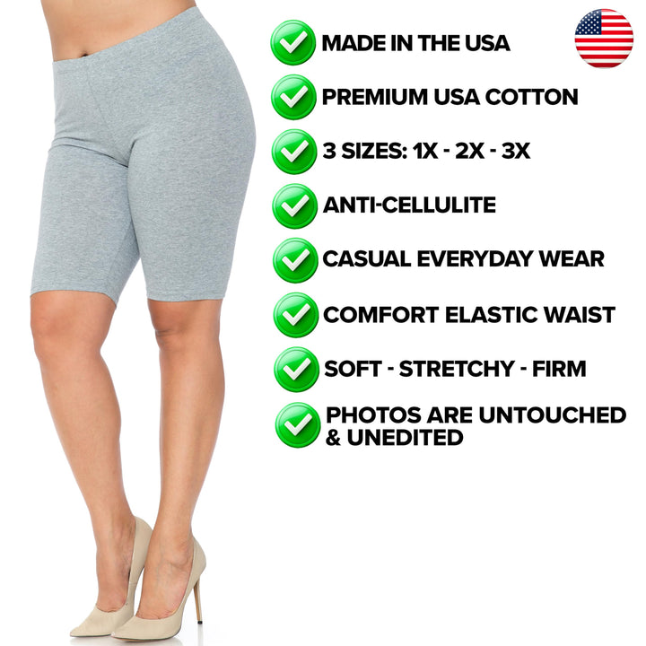 USA Basic Cotton Plus Size Thigh Shorts - Bermuda Shorts