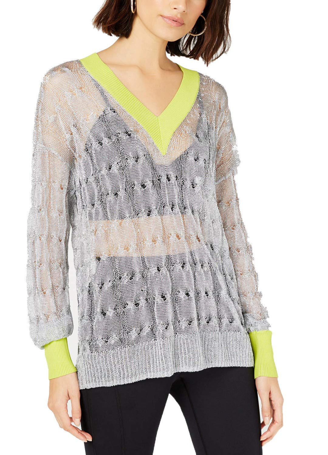 Bar III Metallic Pullover Sweater