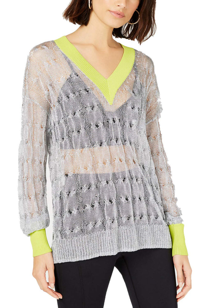 Bar III Metallic Pullover Sweater