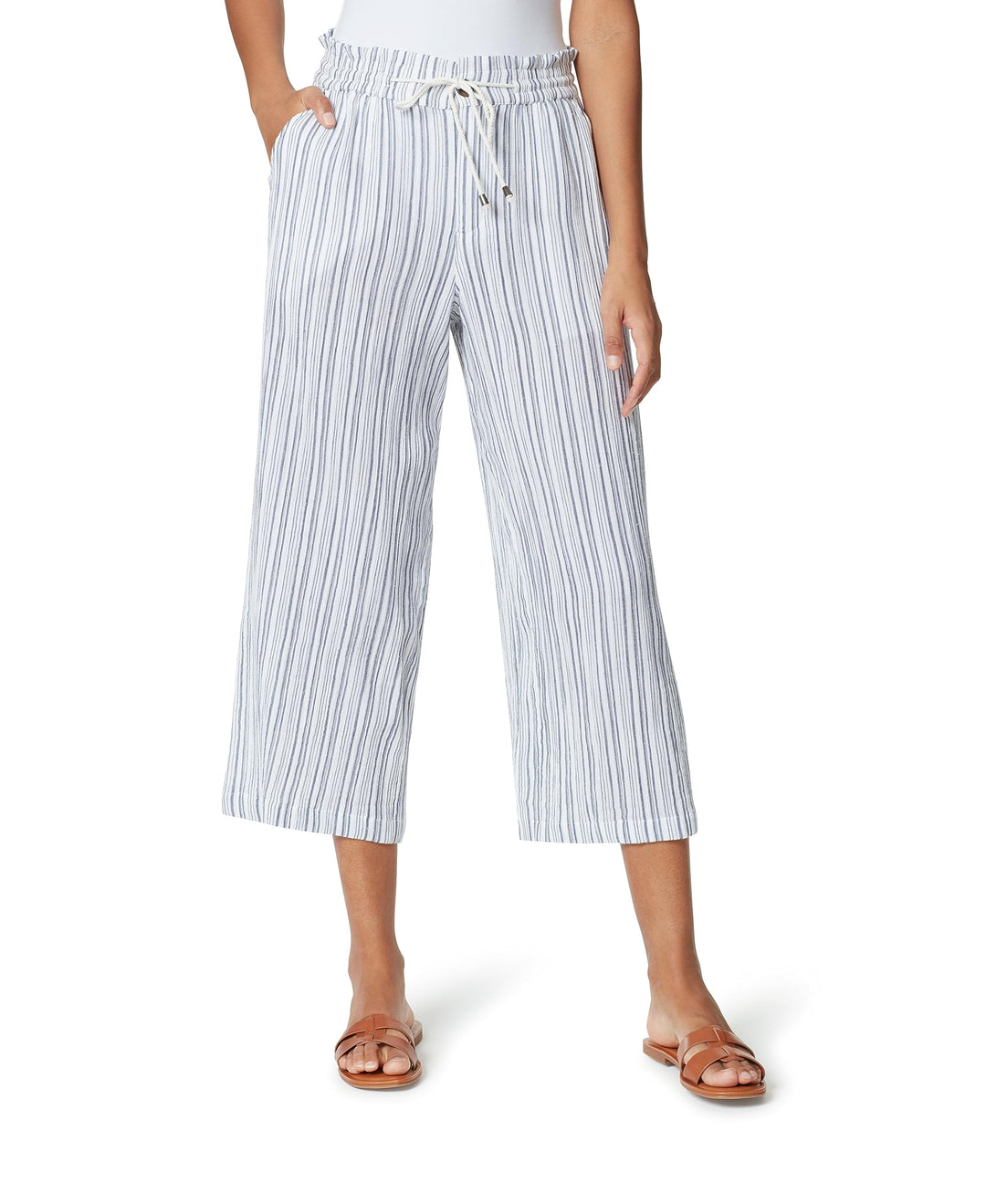 Anne Klein Womens Elena Cotton Cropped Wide Leg Pants
