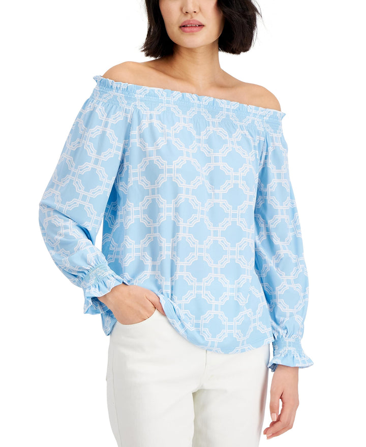 Charter Club Off The Shoulder Printed Top
