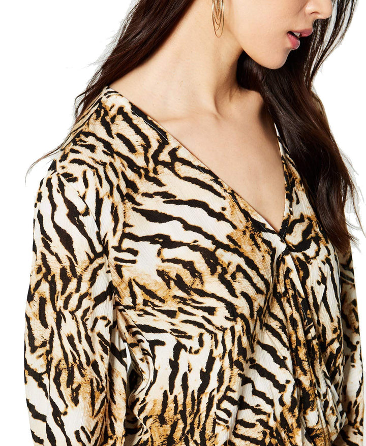 INC Animal-Print Surplice Top