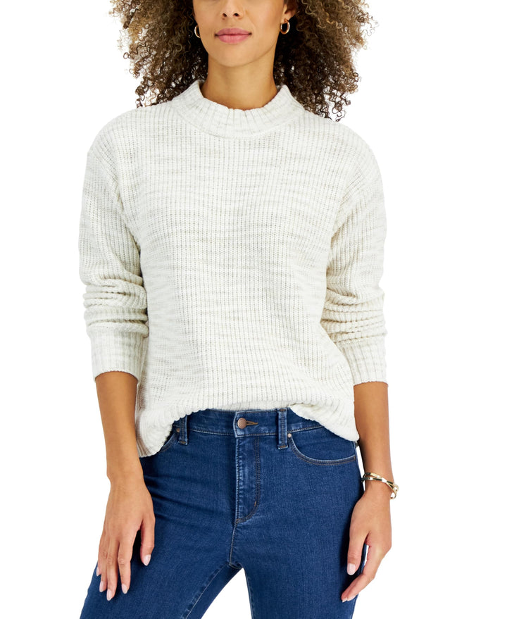 Style & Co Womens Space Dye Mock Neck Sweater