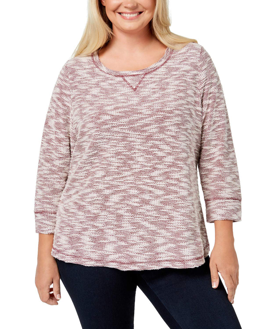 Karen Scott Plus Size Textured Sweatshirt Top