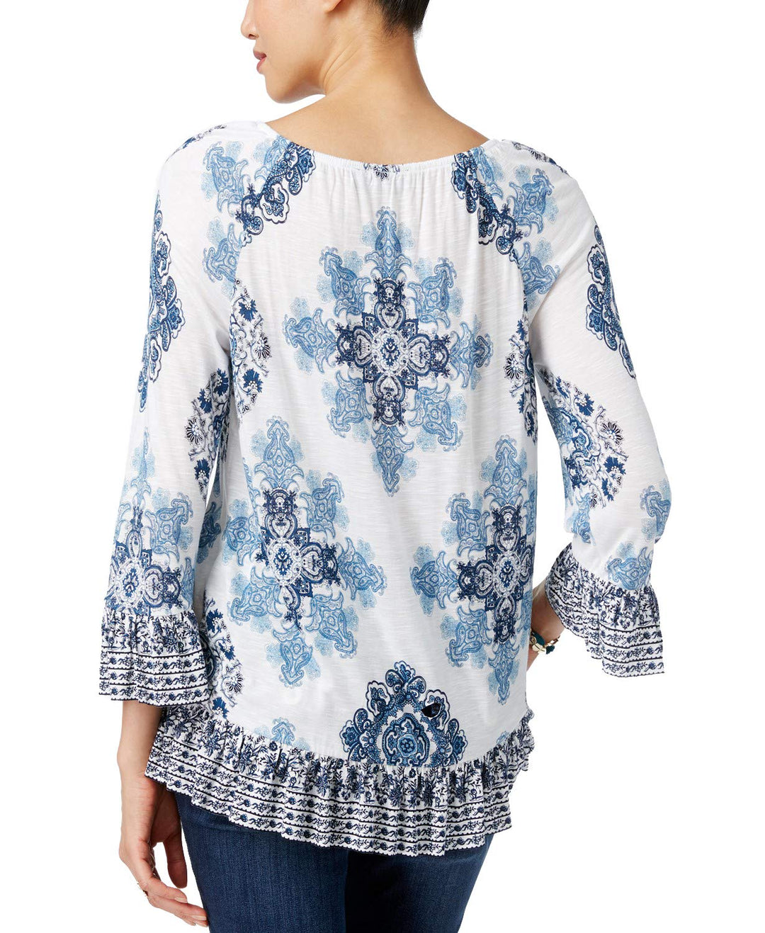 INC Ruffled Peasant Top