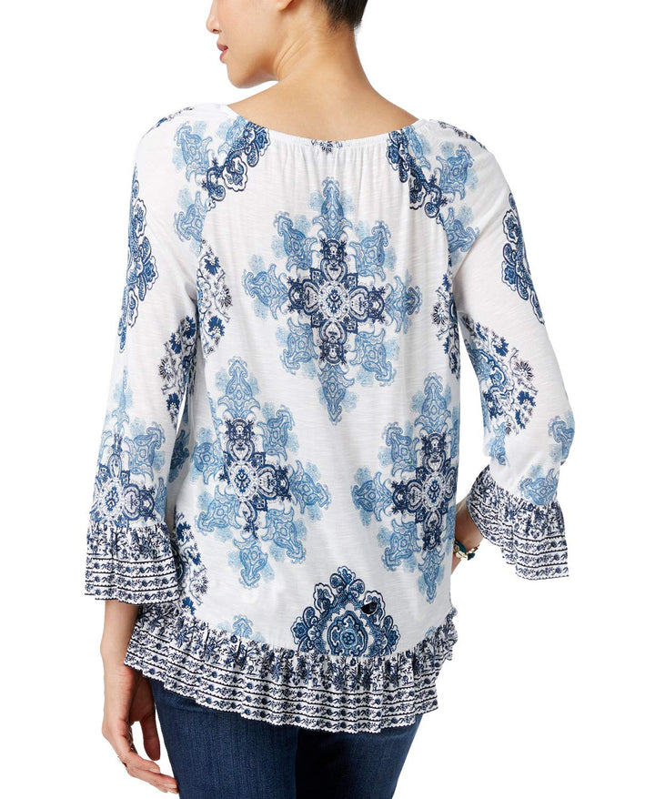 INC Ruffled Peasant Top