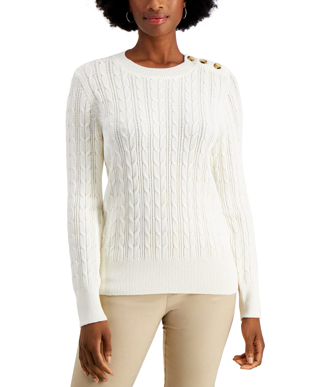 Charter Club Button Shoulder Sweater