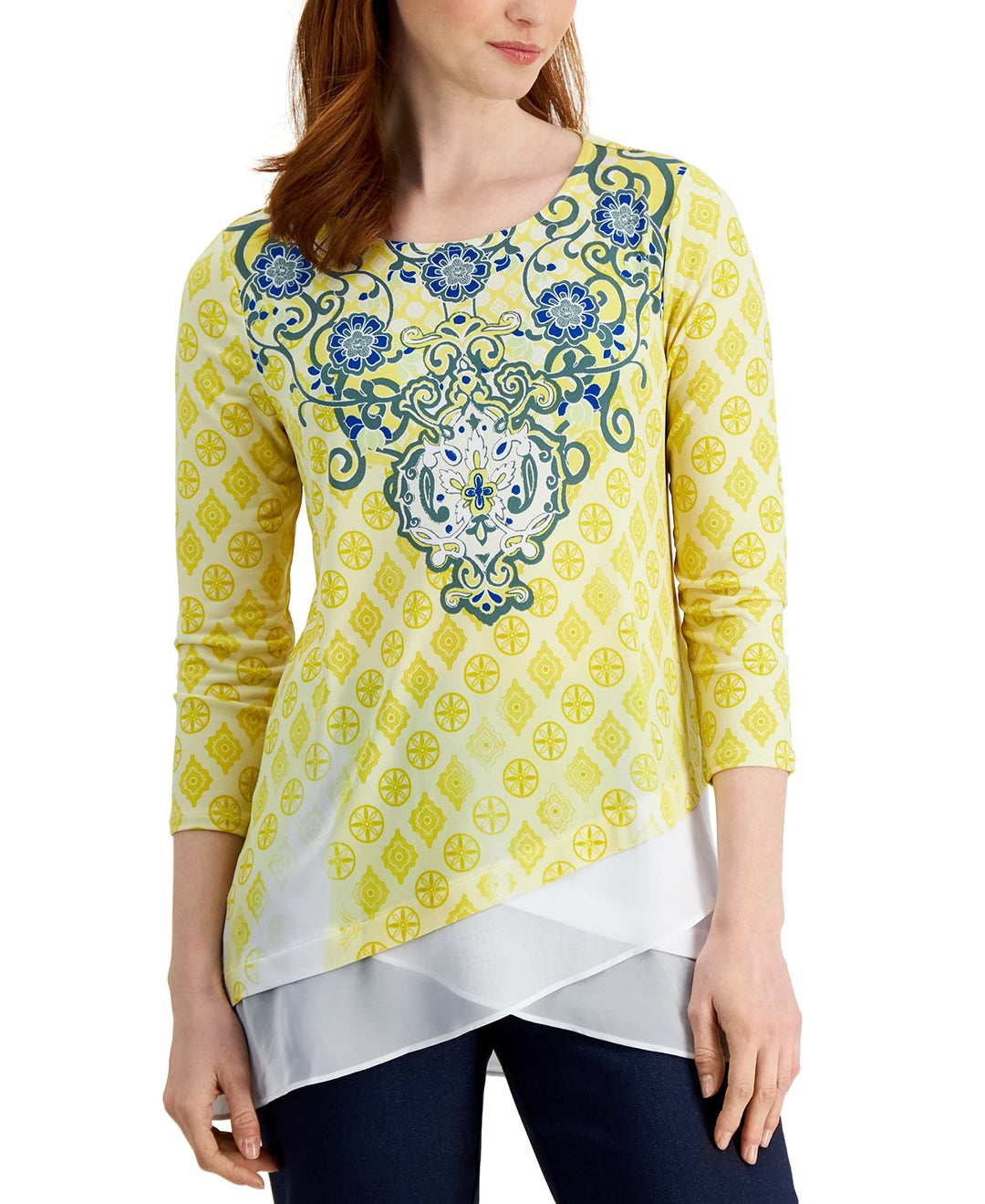 JM Collection Womens Layered Look Top