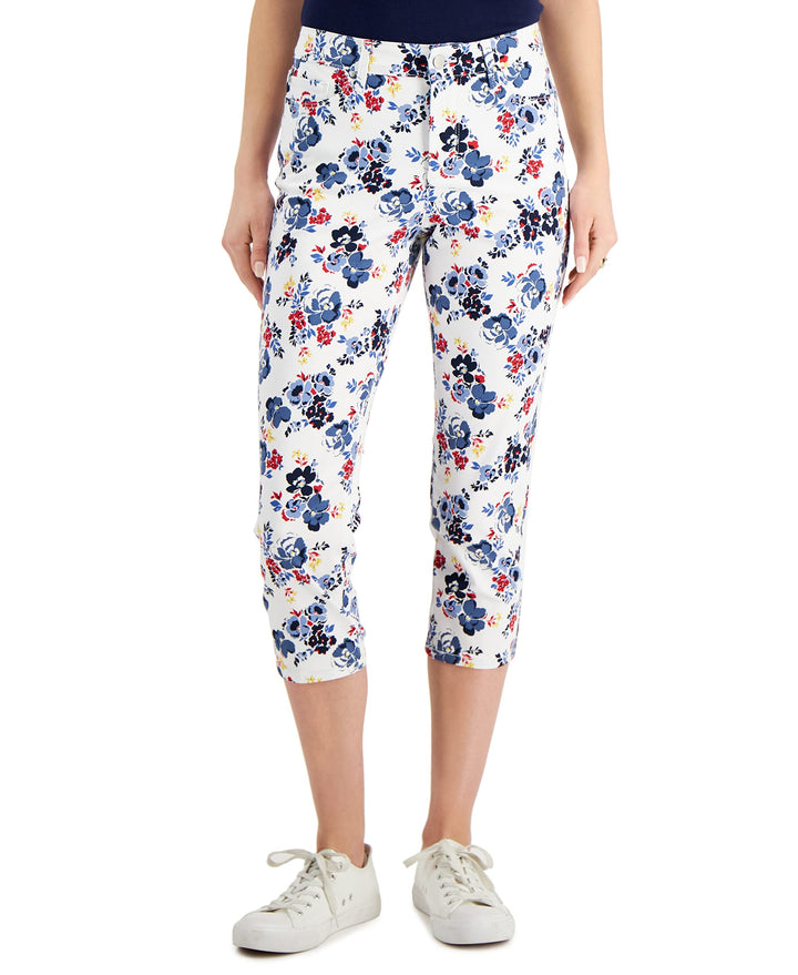 Charter Club Petite Bristol Printed Capri Jeans