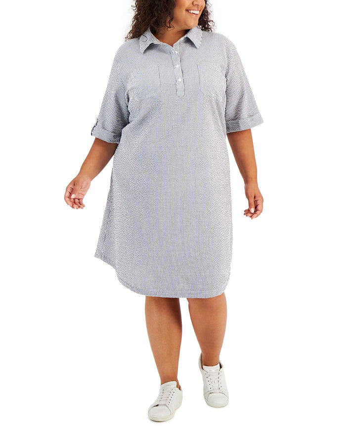 Karen Scott Plus Size Seersucker Dress
