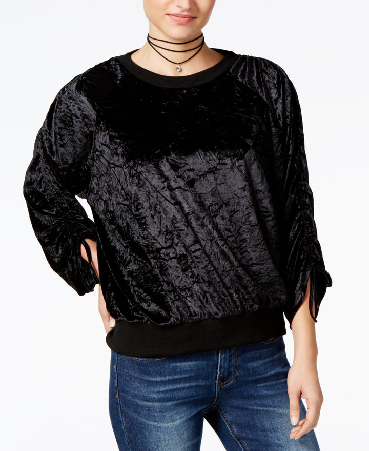 Juniors' Crushed Velvet Sweatshirt