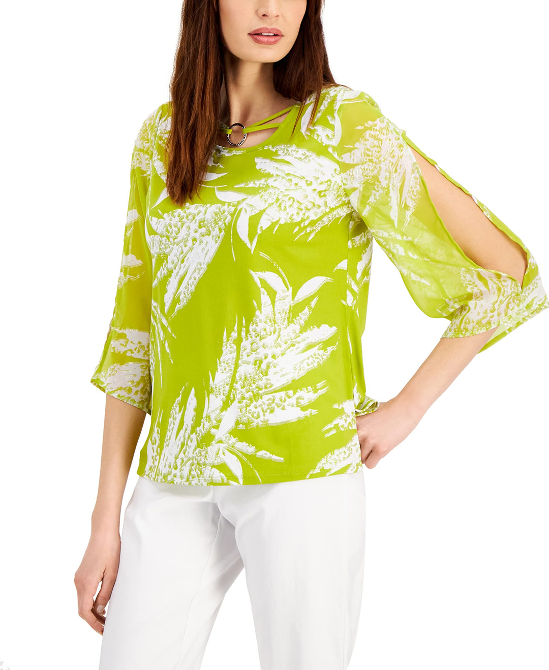 JM Collection Petite Printed O Ring Top