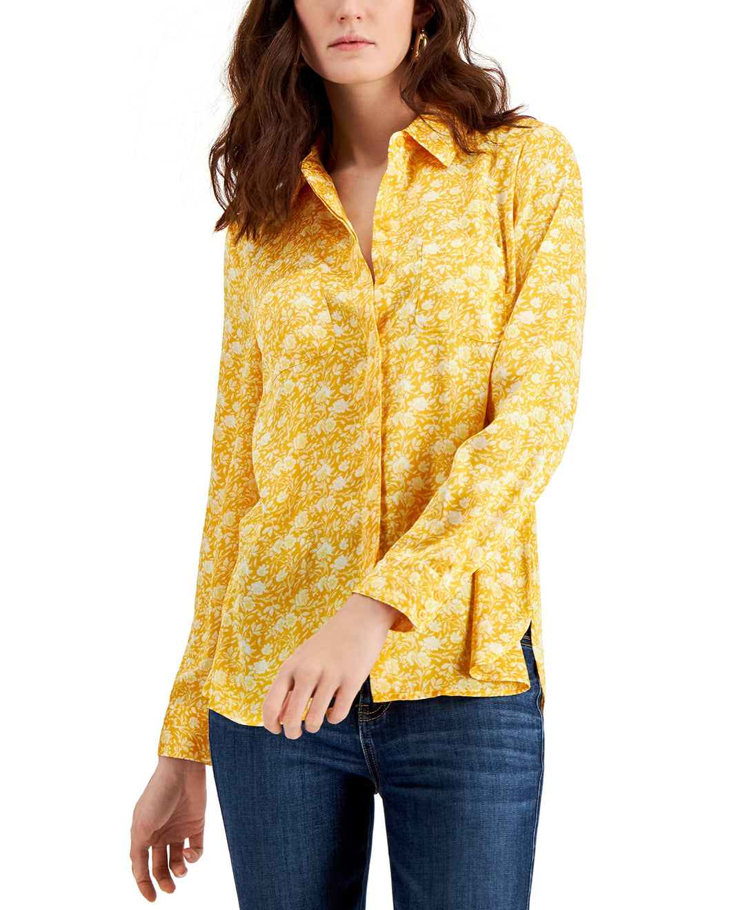 INC International Concepts Womens Button Front Top