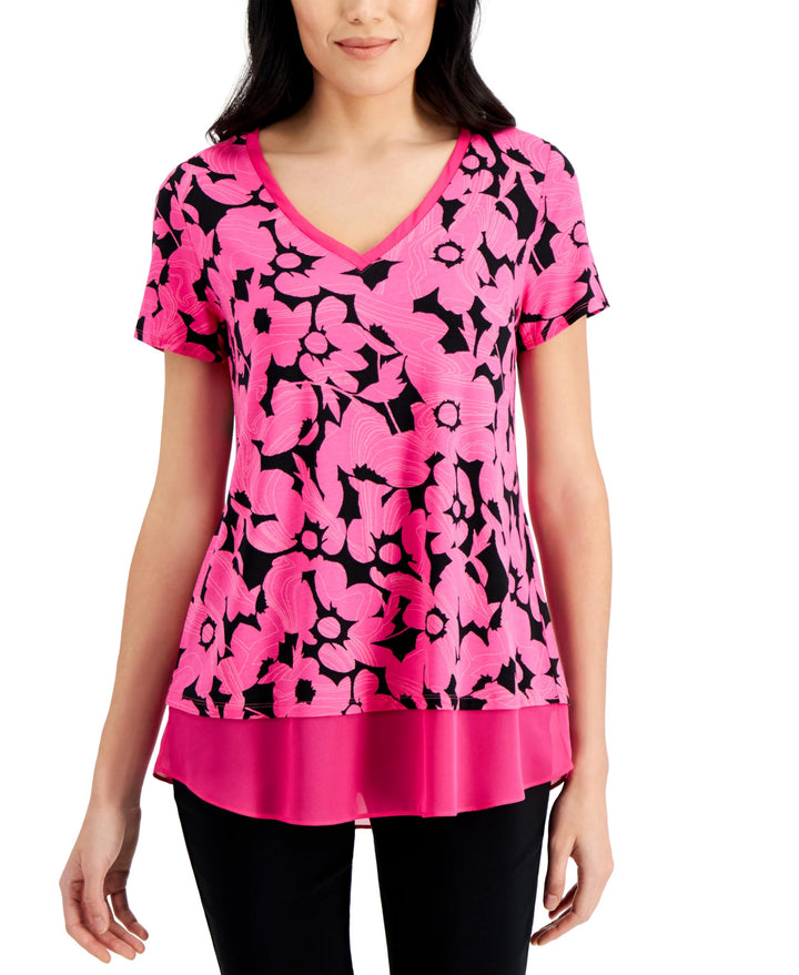 JM Collection Printed Layered-Look Tunic