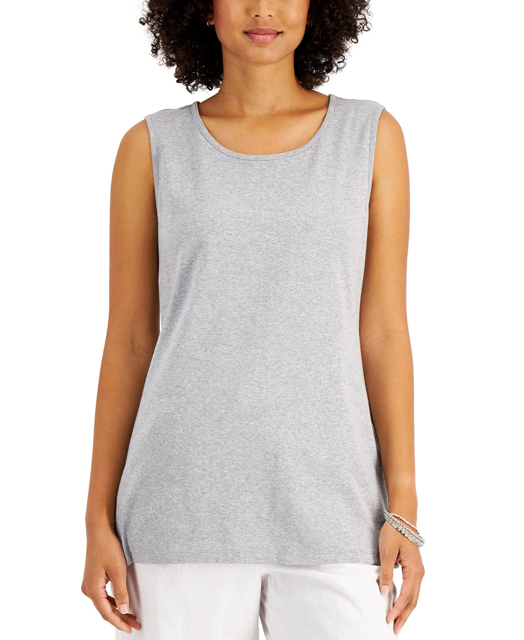 Karen Scott Womens Short Sleeve Cotton Tunic Tank Top