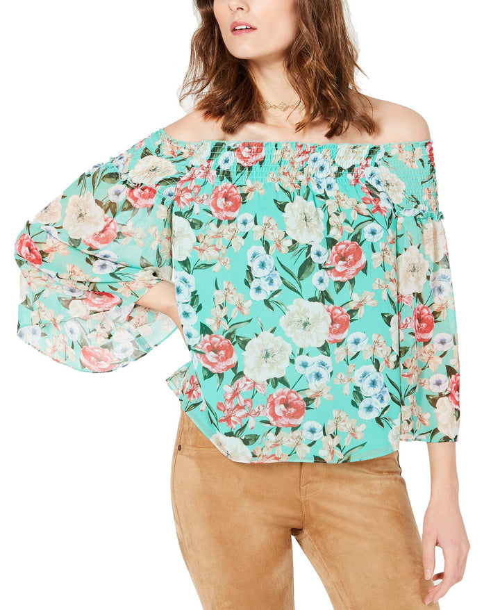 INC Printed Peasant Top