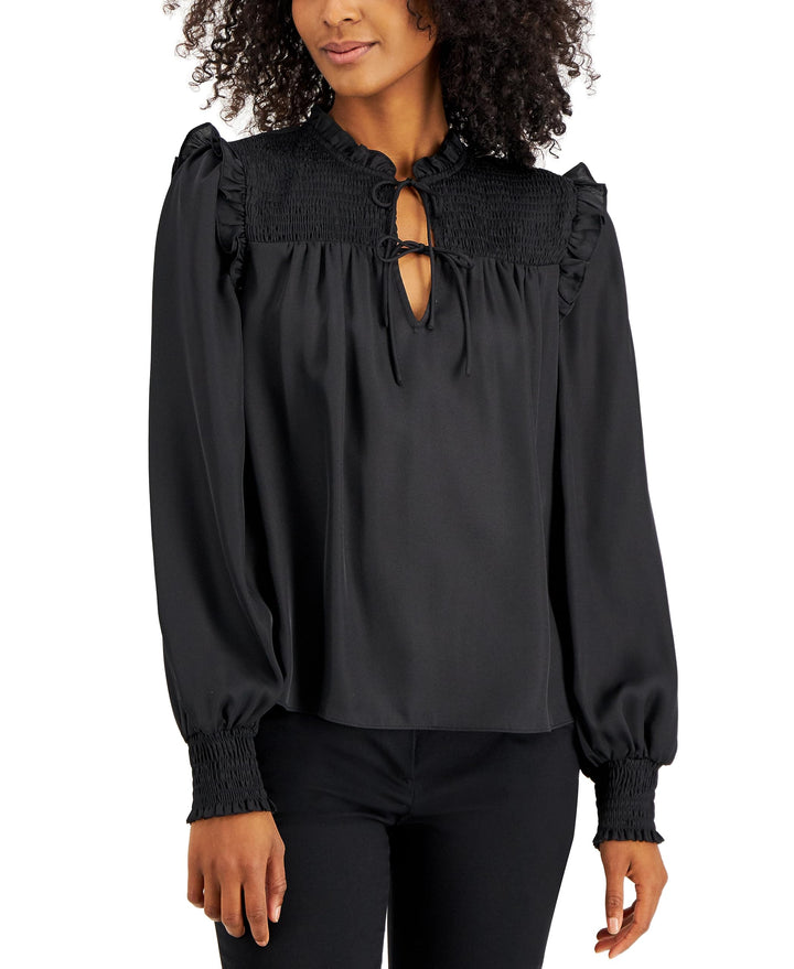 INC International Concepts Smocked Peasant Top