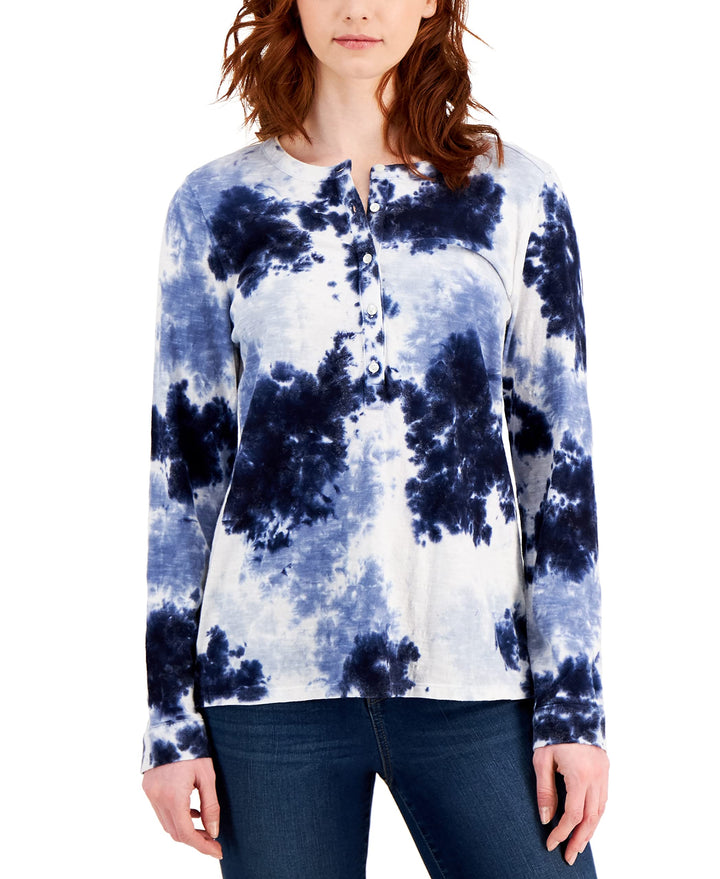 Style & Co Petite Cotton Tie Dyed Top
