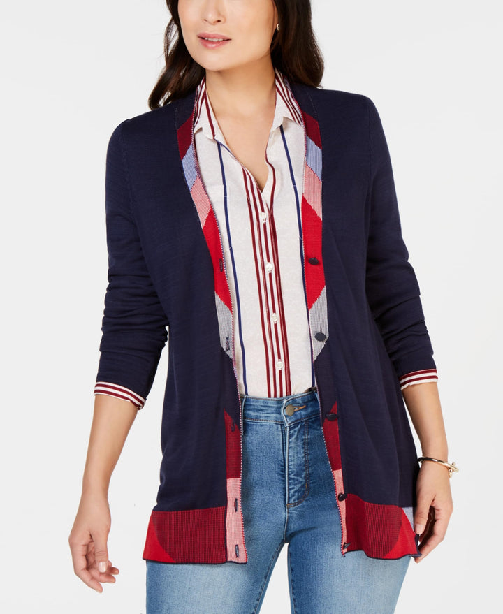 Charter Club Tipped Boyfriend Cardigan Sweater