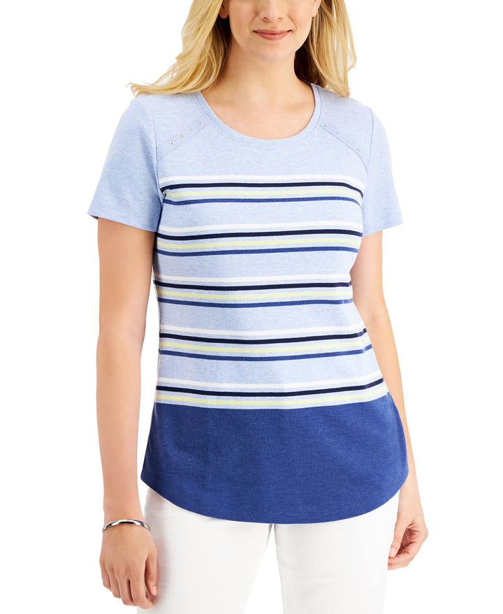 Karen Scott Petite Flag Stripe Top