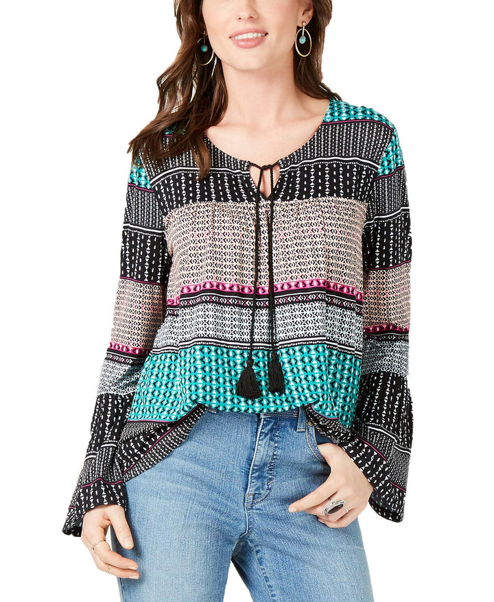 Geo-Print Peasant Top