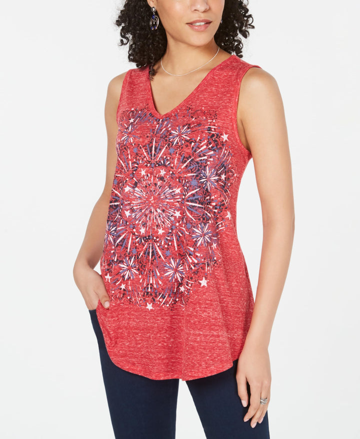 Petite Firework Graphic-Print Tank Top