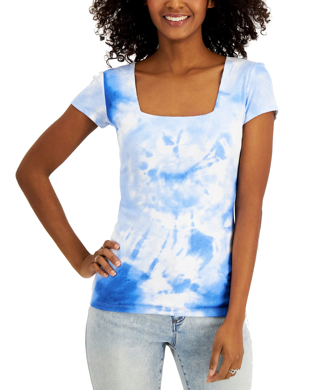 INC International Concepts Womens Tie Dyed Ribbed Top