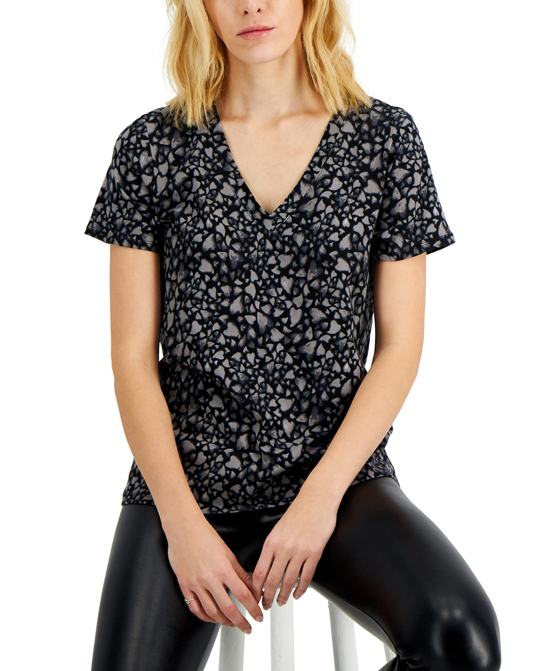 INC International Concepts Cotton Heart Print T-Shirt