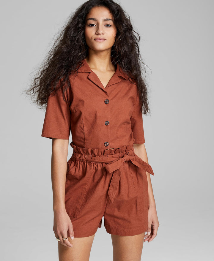 Now This Womens Cotton Paperbag Shorts