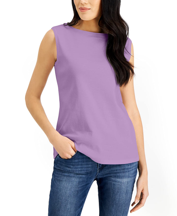 Karen Scott Petite Boat Neck Tank Top