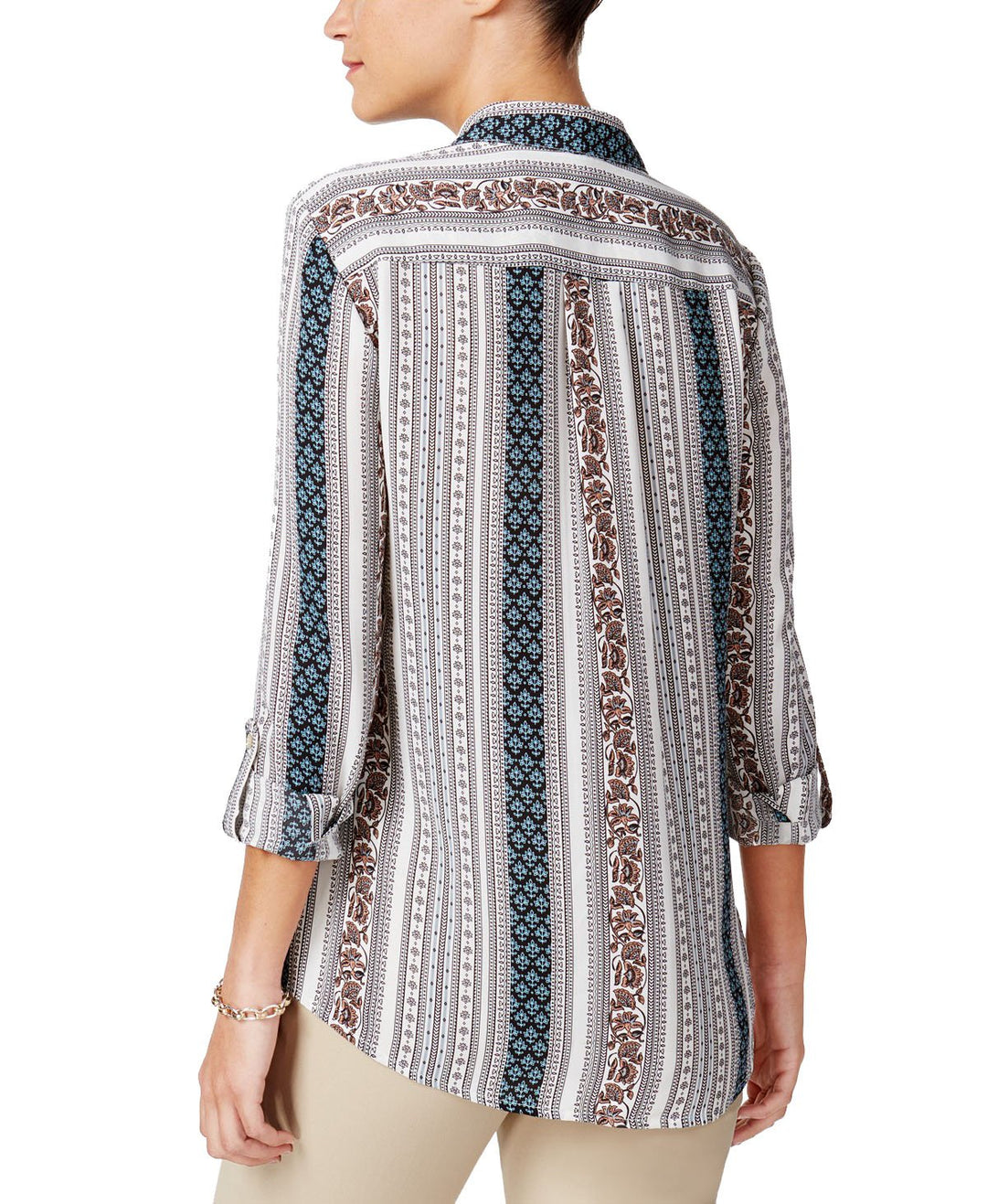 Charter Club Petite Mixed Print Blouse