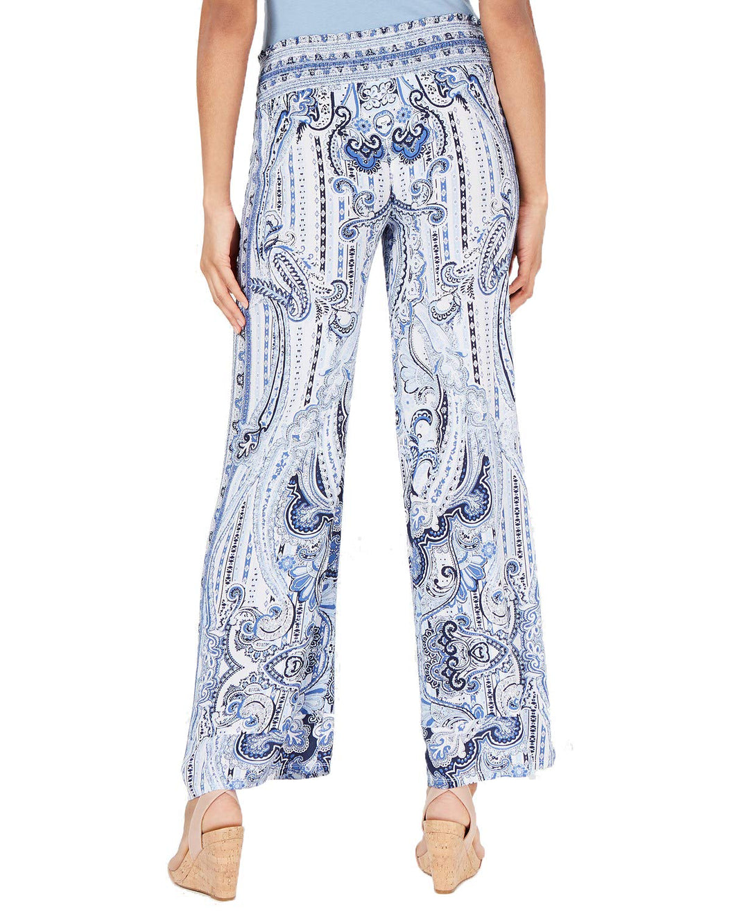 INC Printed Drawstring Wide-Leg Pants