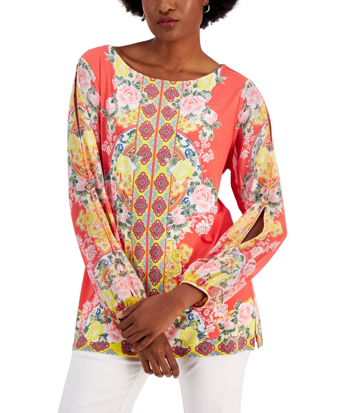 JM Collection Womens Printed Top