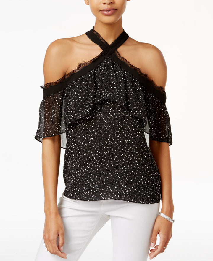 Bar III Cold Shoulder Ruffled Top