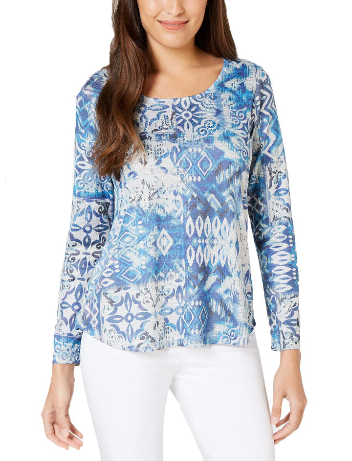 Style & Co Geo Print Embellished Top