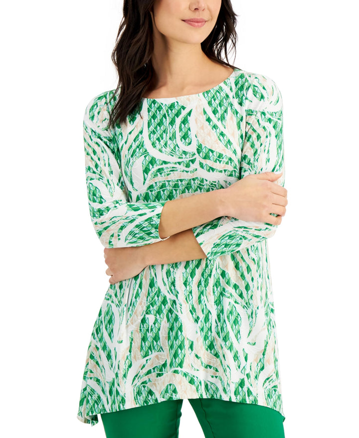 JM Collection Printed Jacquard Top