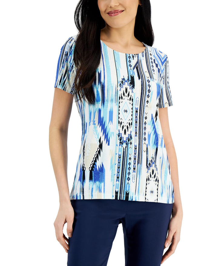 JM Collection Petite Dreamland Jacquard Knit Top