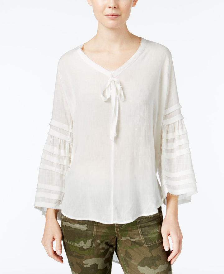 William Rast Haley Tie Front Printed Peasant Blouse