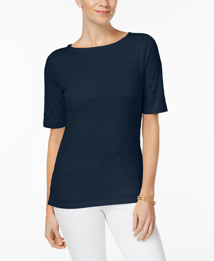Charter Club Elbow Sleeve Textured Top