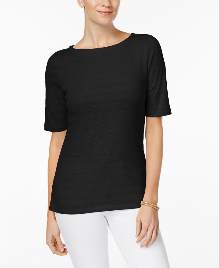 Charter Club Elbow Sleeve Textured Top