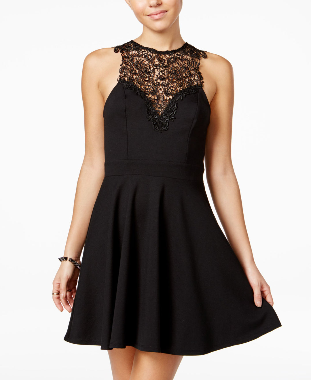Material Girl Juniors Lace Panel Skater Dress