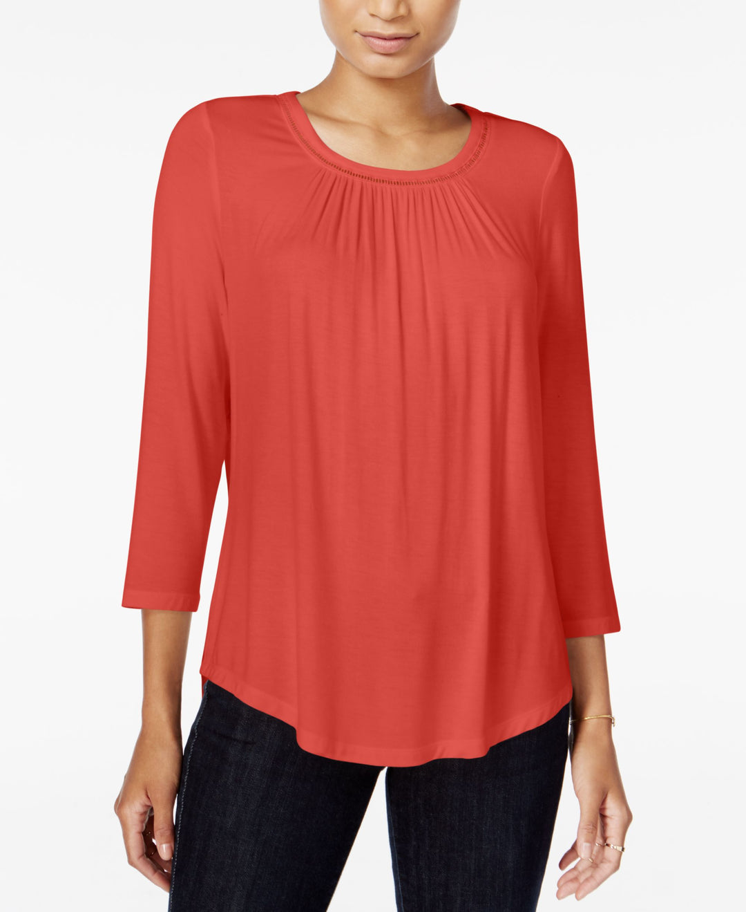 Maison Jules Ruched Scoop Neck Top