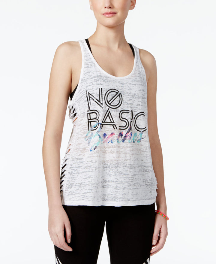 Material Girl Active Juniors Racerback Cutout Graphic Tank Top