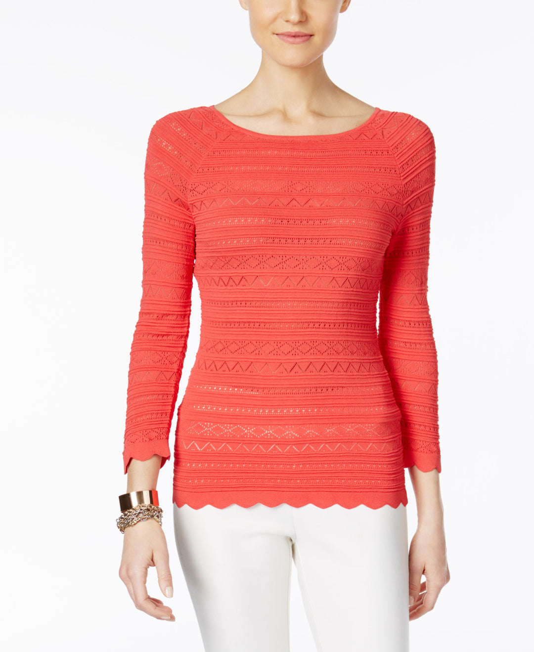 INC International Concepts Petite Mixed Stitch Sweater