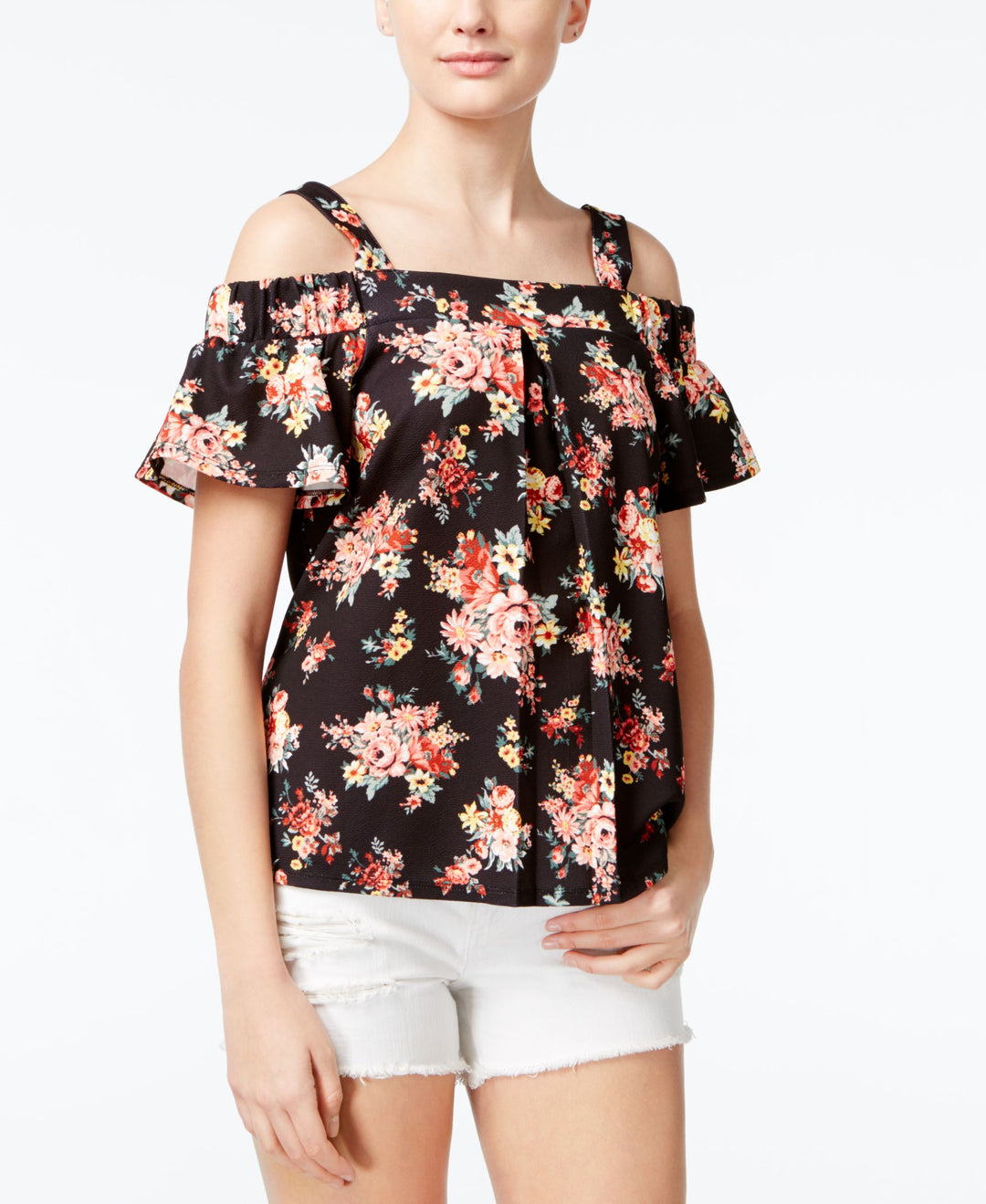 Ultra Flirt Juniors Cold Shoulder Flutter Sleeve Top